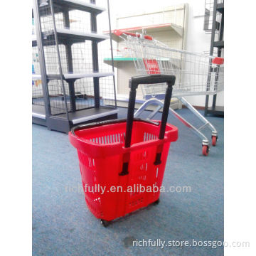 2015 Salable Wholesale 50L Plastic Shopping Basket With Wheels